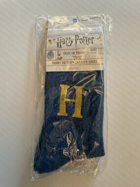 NEW Harry Potter Sweater Socks Size Small Blue with Gold H Out Of Print Books